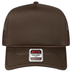 OTTO 3932-1 5 Panel High Crown Mesh Back Trucker Cap - Brown - Brown / 7 3/8’’ - 7 5/8’’