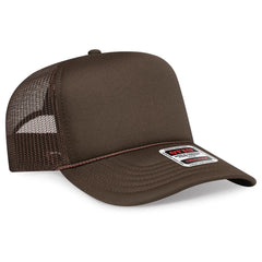 OTTO 3932-1 5 Panel High Crown Mesh Back Trucker Cap - Brown - Brown / 7 3/8’’ - 7 5/8’’