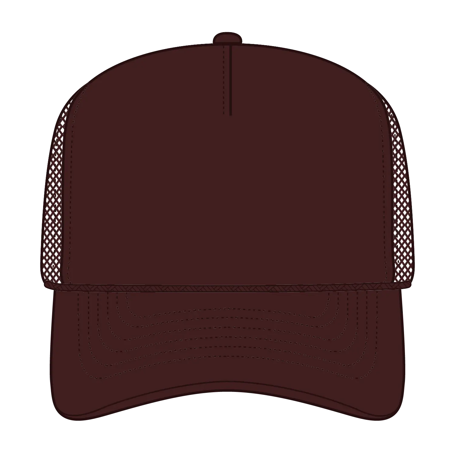 OTTO 3932-1 5 Panel High Crown Mesh Back Trucker Cap - Brown - Brown / 7 3/8’’ - 7 5/8’’