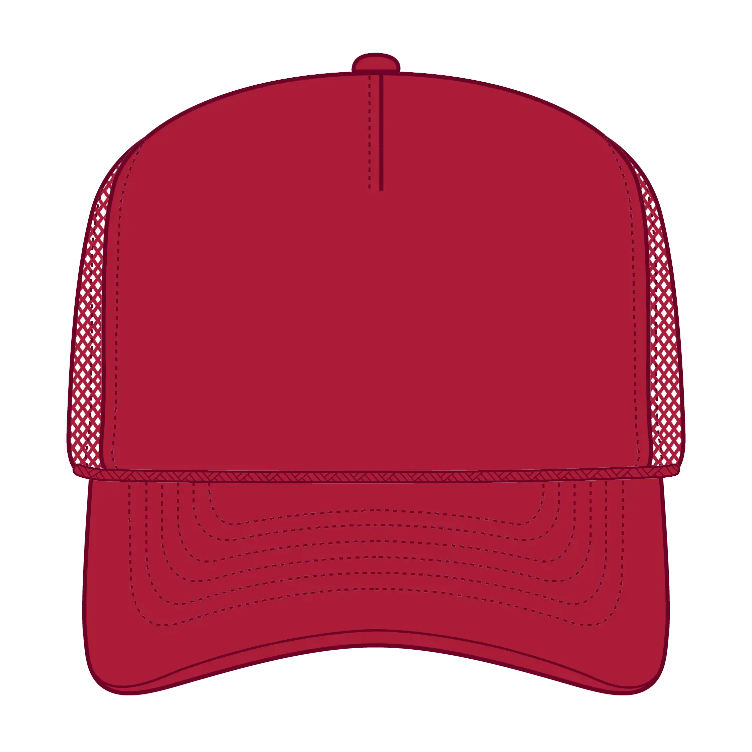 OTTO 3932-1 5 Panel High Crown Mesh Back Trucker Cap - Red - Red / 7 3/8’’ - 7 5/8’’