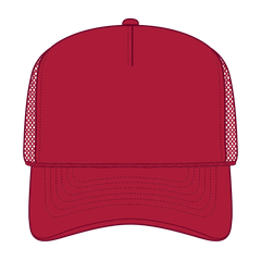 OTTO 3932-1 5 Panel High Crown Mesh Back Trucker Cap - Red - Red / 7 3/8’’ - 7 5/8’’