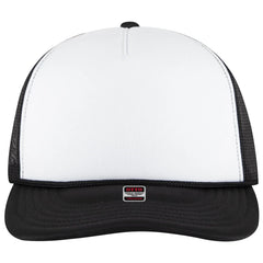 OTTO 39950-2 5 Panel Pro Style Mesh Back Trucker Cap - Blk/Wht/Blk - Blk/Wht/Blk / 7 3/8’’ - 7 5/8’’