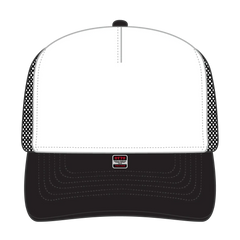 OTTO 39950-2 5 Panel Pro Style Mesh Back Trucker Cap - Blk/Wht/Blk - Blk/Wht/Blk / 7 3/8’’ - 7 5/8’’