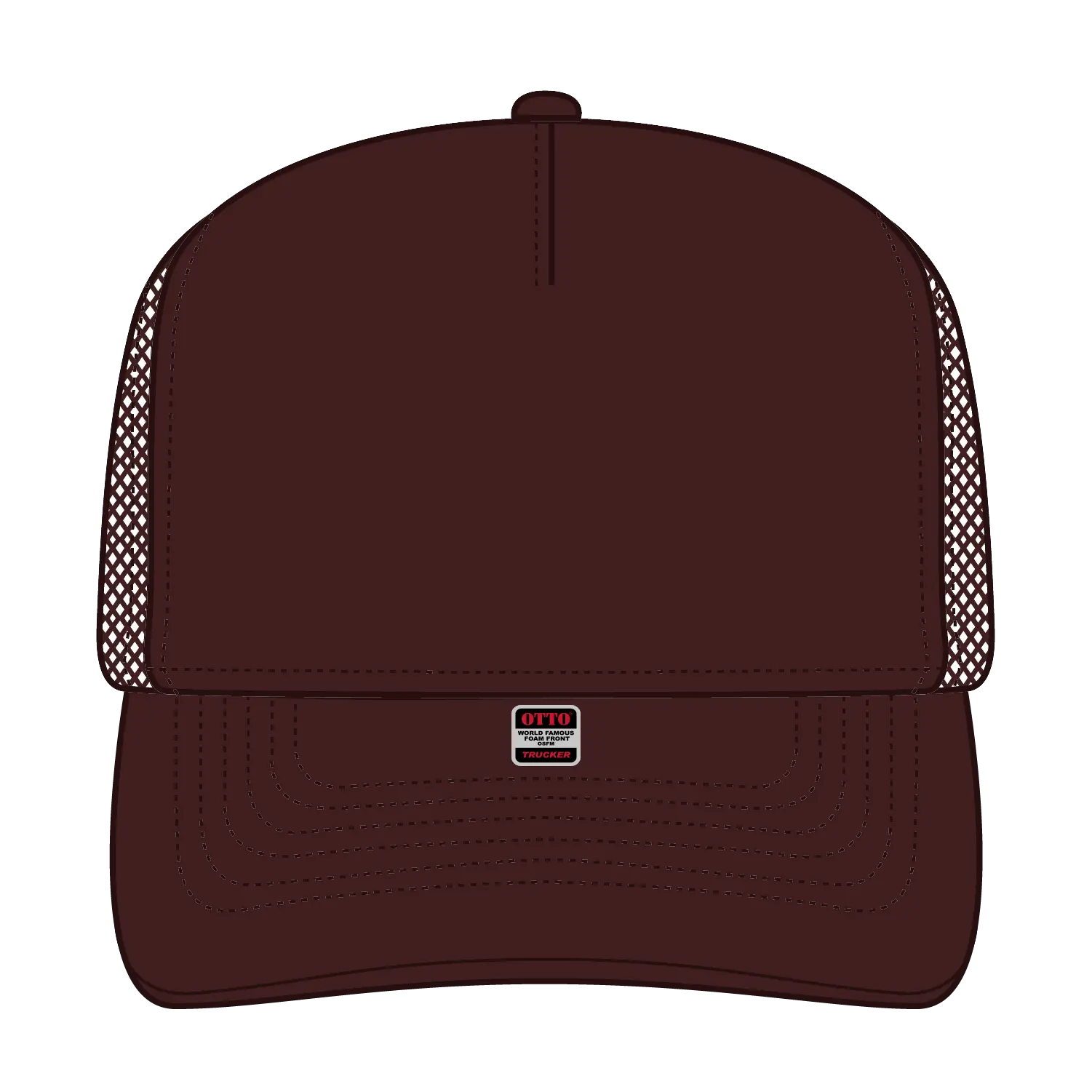 OTTO 39950-2 5 Panel Pro Style Mesh Back Trucker Cap - Brown - Brown / 7 3/8’’ - 7 5/8’’