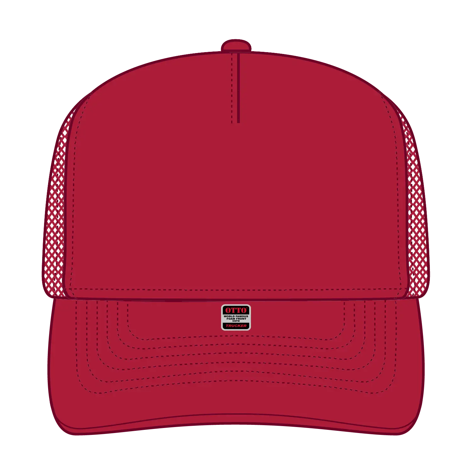 OTTO 39950-2 5 Panel Pro Style Mesh Back Trucker Cap - Red - Red / 7 3/8’’ - 7 5/8’’
