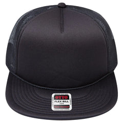 OTTO 3995015-1 ’OTTO Snap’ 5 Panel Pro Style Mesh Back Trucker Snapback Cap - Black - Black / 7 3/8’’ - 7 5/8’’