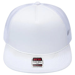 OTTO 3995015-1 ’OTTO Snap’ 5 Panel Pro Style Mesh Back Trucker Snapback Cap - White - White / 7 3/8’’ - 7 5/8’’
