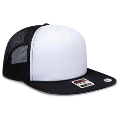 OTTO 3995015-1 ’OTTO Snap’ 5 Panel Pro Style Mesh Back Trucker Snapback Cap - Blk/Wht/Blk - Blk/Wht/Blk / 7 3/8’’ - 7
