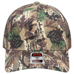 OTTO 45-052 Camouflage 6 Panel Mid Profile Mesh Back Trucker Cap - Lt.Lod/Brn/Kly - Lt.Lod/Brn/Kly / 7 3/8’’ - 7 5/8’’
