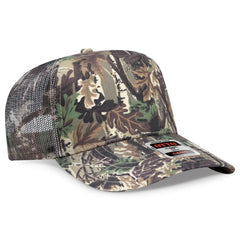 OTTO 47-049 Camouflage 5 Panel Mid Profile Mesh Back Trucker Cap - Lt.Lod/Brn/Kly - Lt.Lod/Brn/Kly / 6 1/2’’ - 7 5/8’’