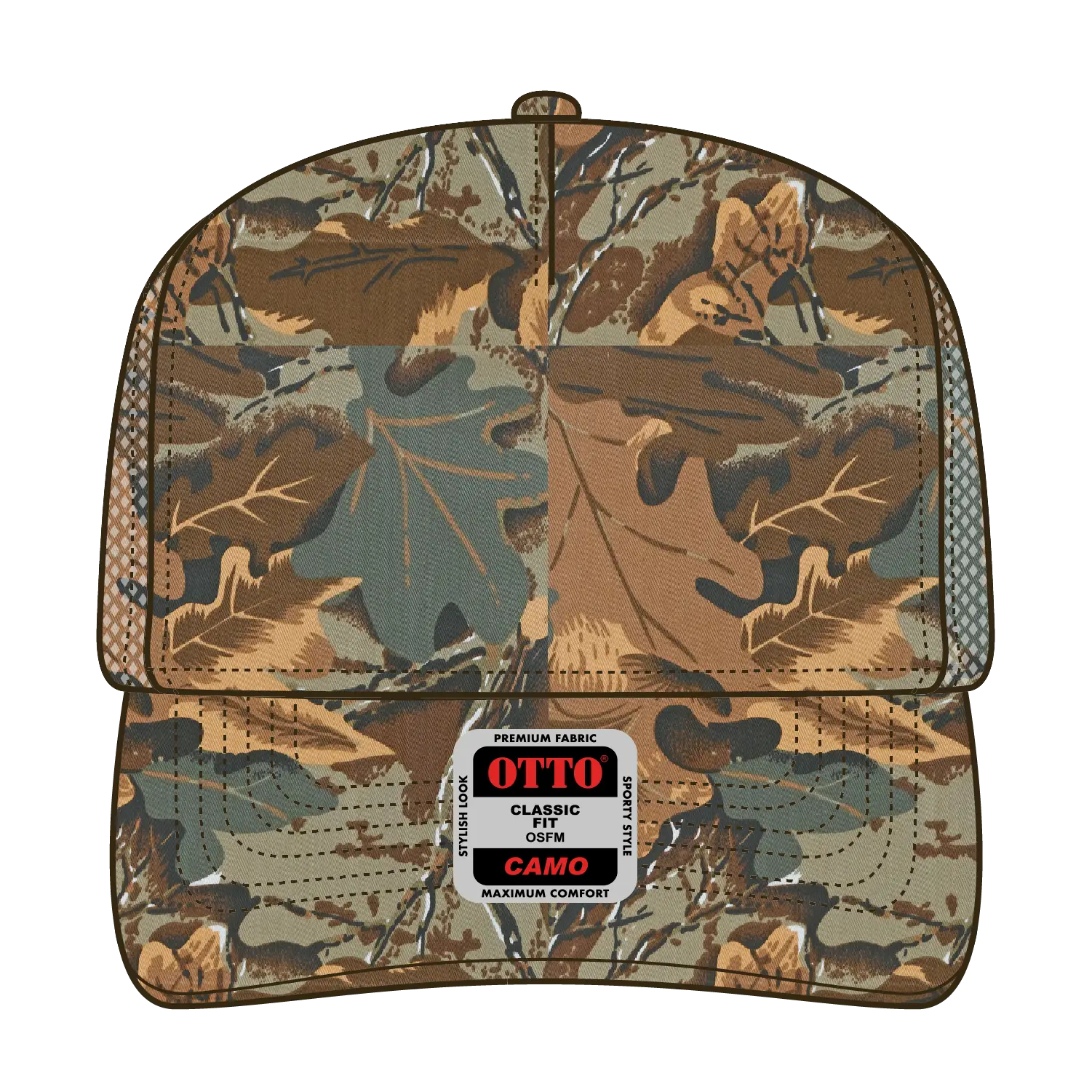 OTTO 47-049 Camouflage 5 Panel Mid Profile Mesh Back Trucker Cap - Kha/Brn/Lt.Ol.Grn - Kha/Brn/Lt.Ol.Grn / 6 1/2’’ - 7