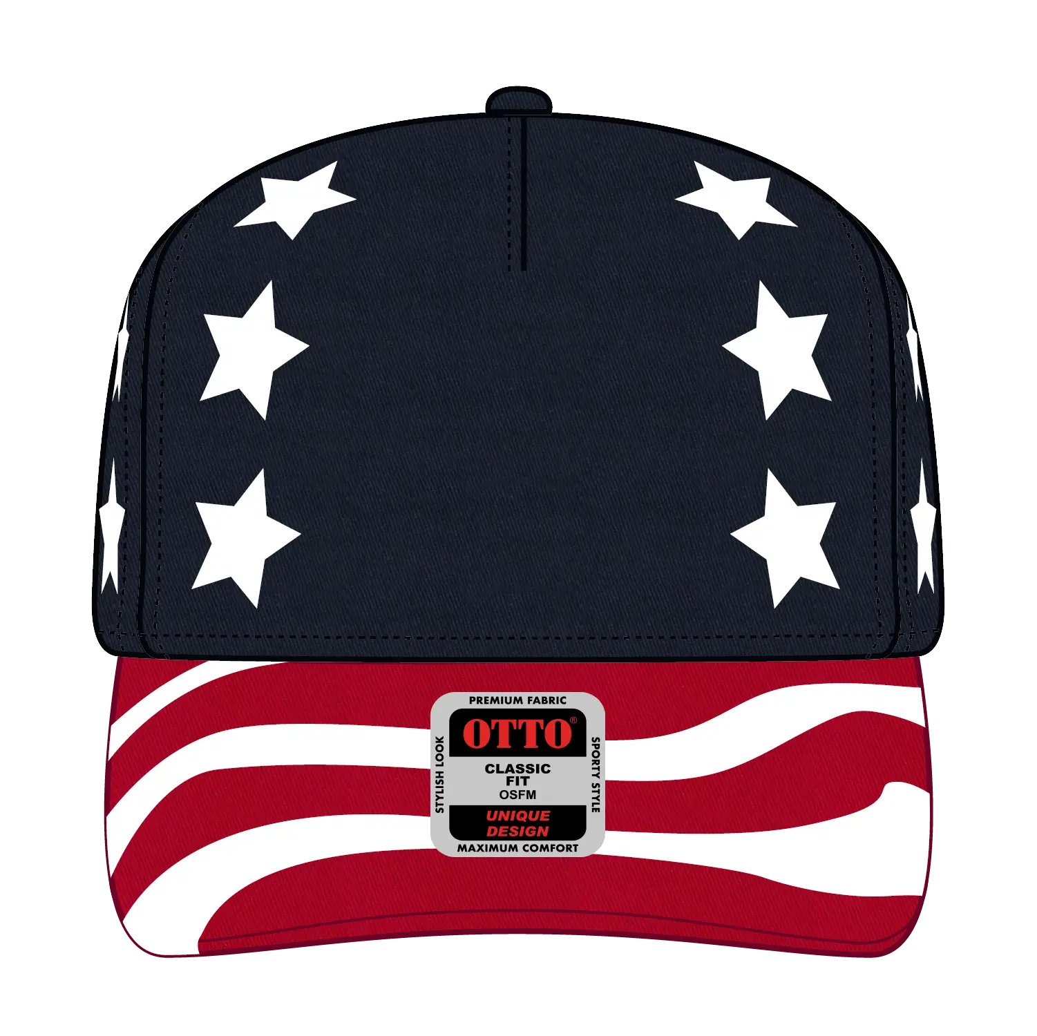 OTTO 57-174 5 Panel Mid Profile Baseball Cap - Red/Nvy - Red/Nvy / 6 1/2’’ - 7 5/8’’