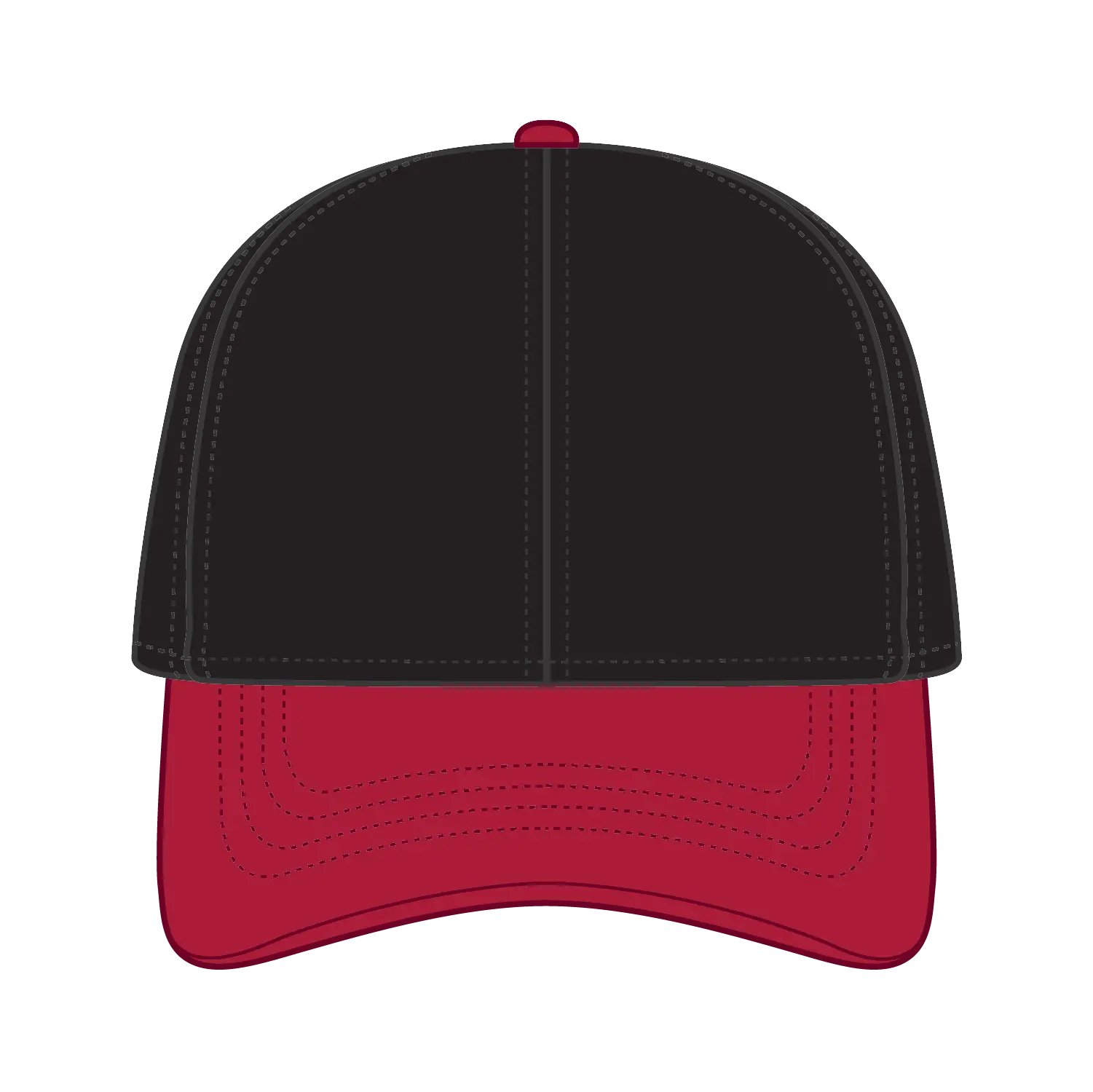 OTTO 69-291 4 Panel Ponytail Cap - Red/Blk - Red/Blk / 7 3/8’’ - 7 5/8’