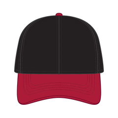 OTTO 69-291 4 Panel Ponytail Cap - Red/Blk - Red/Blk / 7 3/8’’ - 7 5/8’