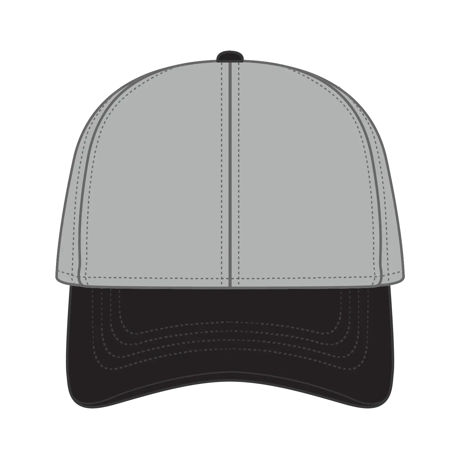 OTTO 69-359 4 Panel Ponytail Cap - Blk/Gry - Blk/Gry / 6 1/2’’ - 7 5/8’’