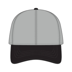 OTTO 69-359 4 Panel Ponytail Cap - Blk/Gry - Blk/Gry / 6 1/2’’ - 7 5/8’’