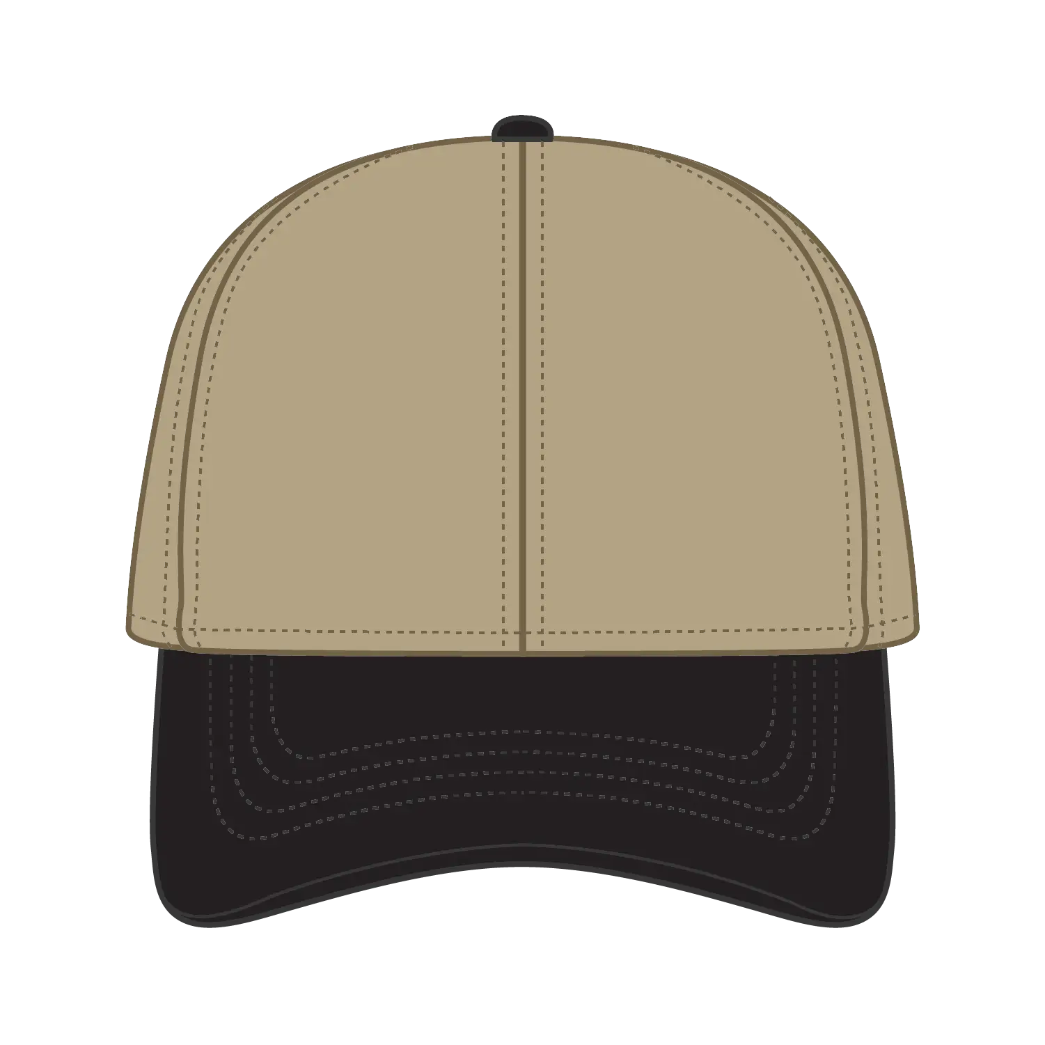 OTTO 69-382 4 Panel Ponytail Cap - Blk/Kha - Blk/Kha / 6 1/2’’ - 7 5/8’’