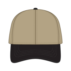 OTTO 69-382 4 Panel Ponytail Cap - Blk/Kha - Blk/Kha / 6 1/2’’ - 7 5/8’’