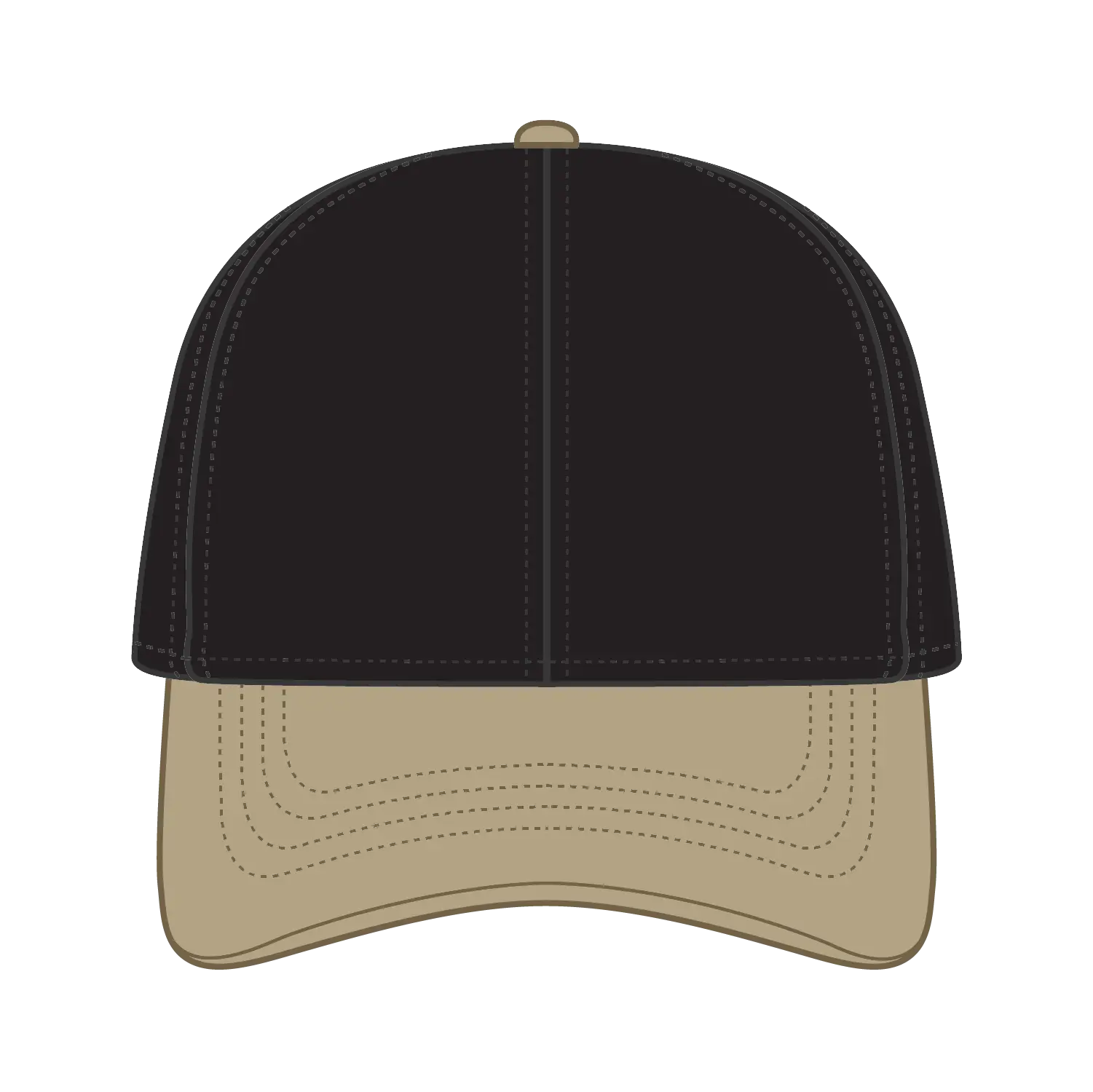 OTTO 69-382 4 Panel Ponytail Cap - Kha/Blk - Kha/Blk / 6 1/2’’ - 7 5/8’’