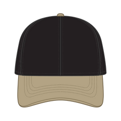 OTTO 69-382 4 Panel Ponytail Cap - Kha/Blk - Kha/Blk / 6 1/2’’ - 7 5/8’’