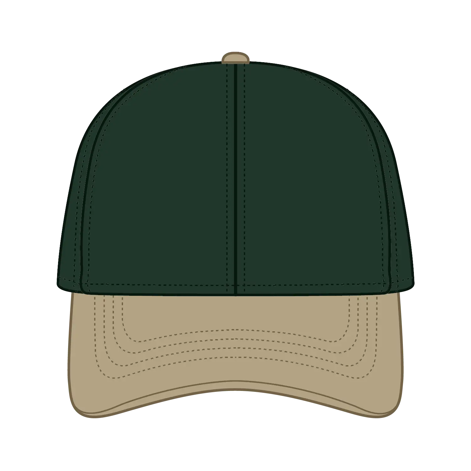 OTTO 69-382 4 Panel Ponytail Cap - Kha/Dk.Grn - Kha/Dk.Grn / 6 1/2’’ - 7 5/8’’