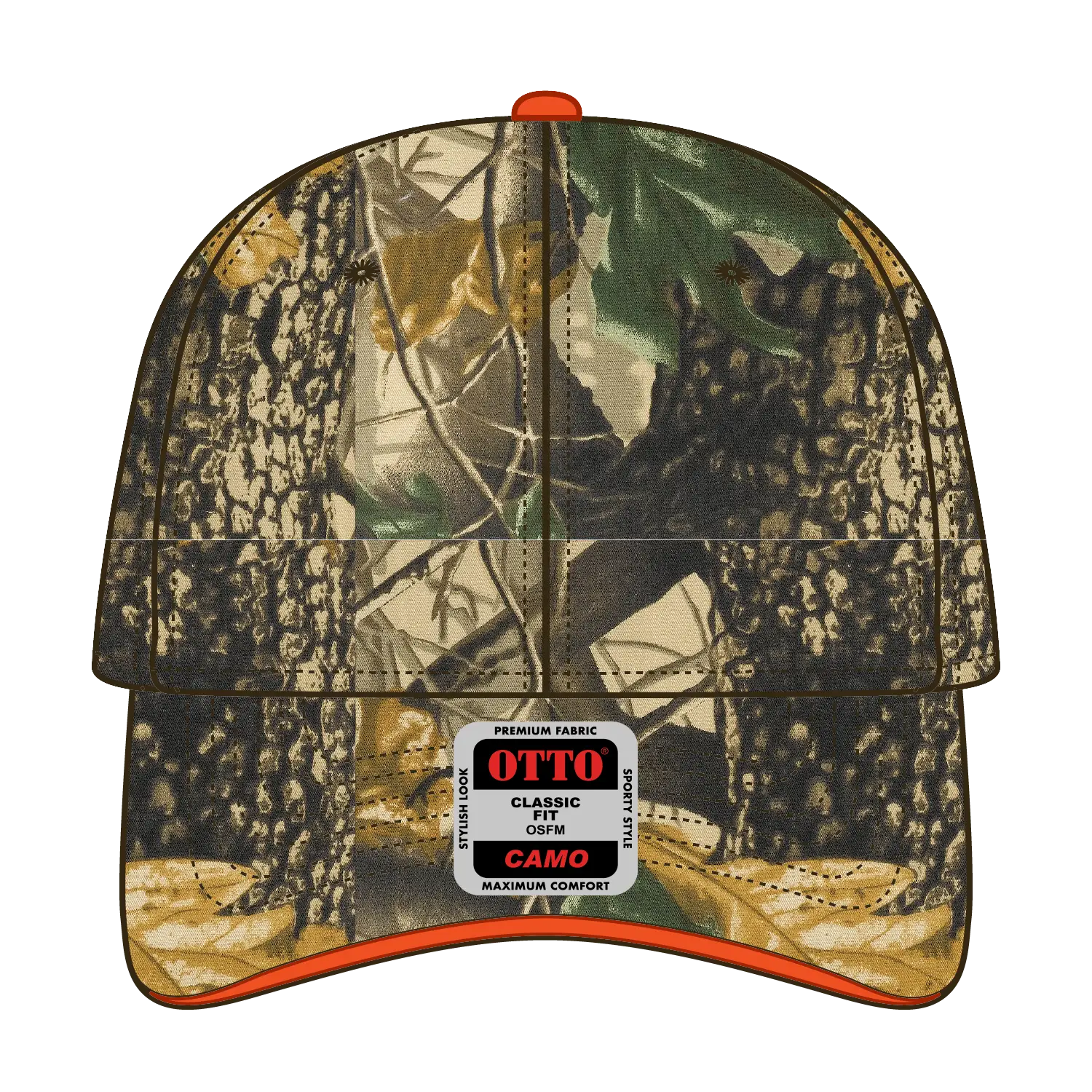 OTTO 71-602 Camouflage 6 Panel Low Profile Baseball Cap - Kha/Blk/Dk.Grn - Kha/Blk/Dk.Grn / 6 1/2’’ - 7 5/8’’