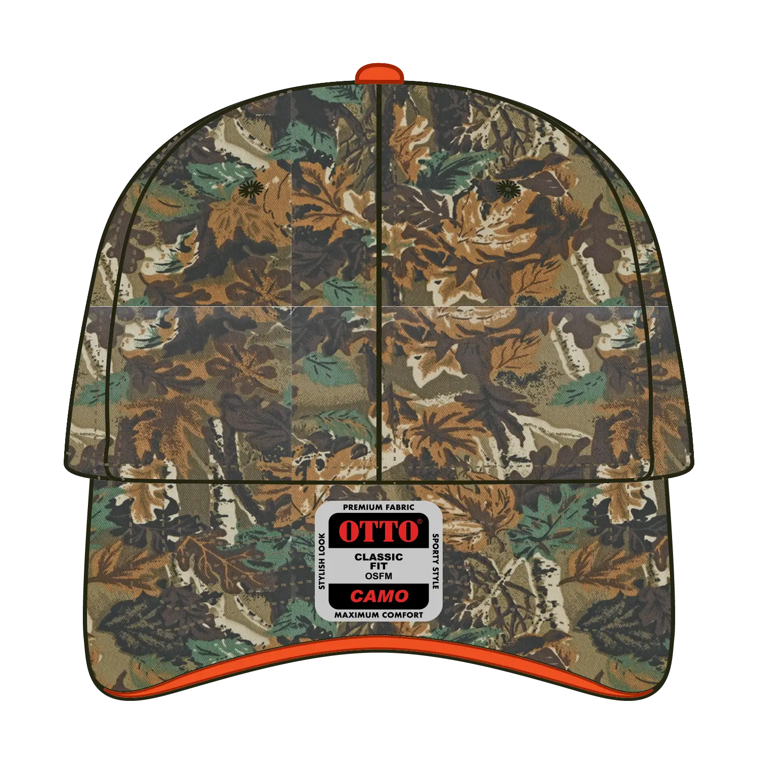 OTTO 71-602 Camouflage 6 Panel Low Profile Baseball Cap - Lt.Lod/Brn/Kly - Lt.Lod/Brn/Kly / 6 1/2’’ - 7 5/8’’