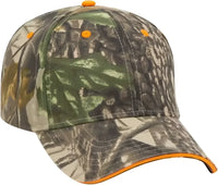 OTTO 71-841 Camouflage 6 Panel Low Profile Baseball Cap - Khaki Black Dark Green Neon Orange - Khaki Orange / One Size