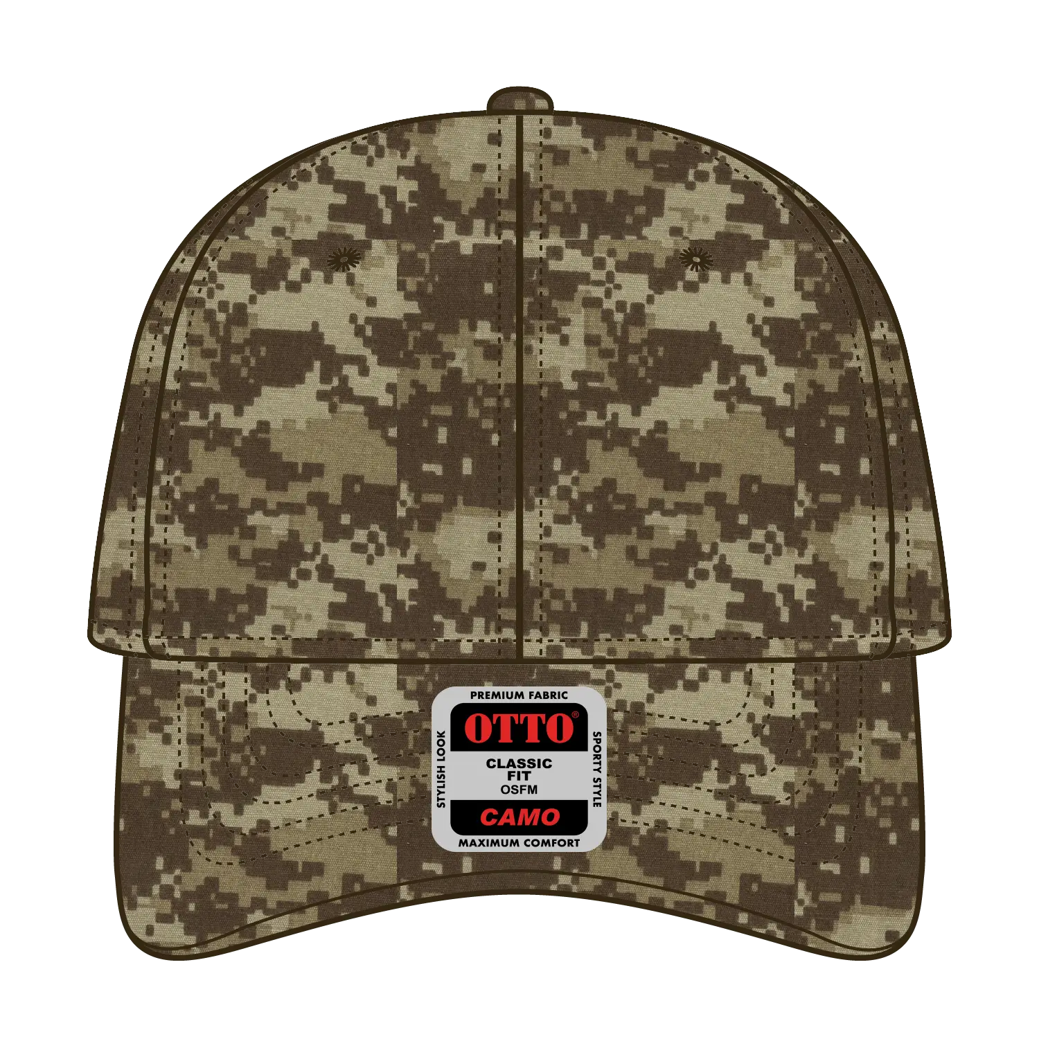 OTTO 78-353 Camouflage 6 Panel Low Profile Baseball Cap - Kha/D.Ol.Grn/D.Kha - Kha/D.Ol.Grn/D.Kha / 6 1/2’’ - 7 5/8’’