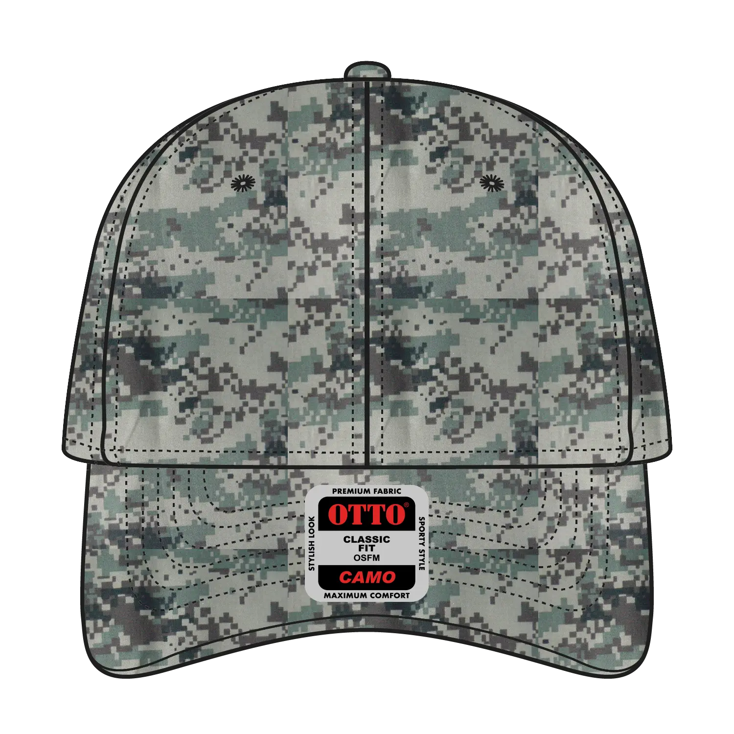 OTTO 78-353 Camouflage 6 Panel Low Profile Baseball Cap - Kha/Brn/Blk - Kha/Brn/Blk / 6 1/2’’ - 7 5/8’’