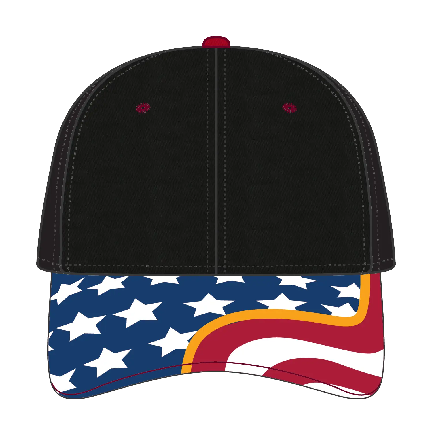 OTTO 80-1327 6 Panel Low Profile Baseball Cap - Black - Black / 6 1/2’’ - 7 5/8’’