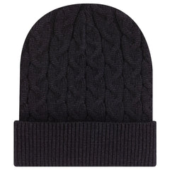 Otto 82-1 12’’ Cable Knit Beanie w/ Rib Knit Cuff - Black - Black / 6 1/2’’ - 7 5/8’’