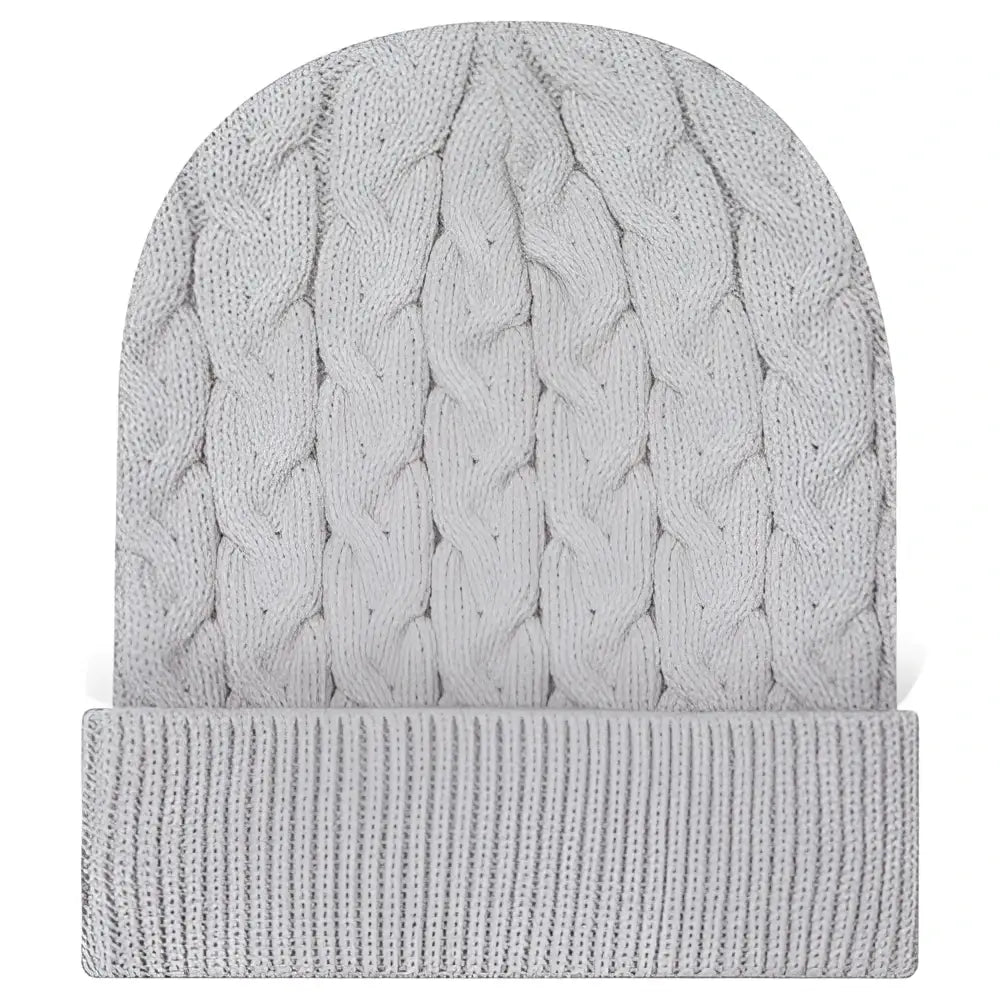 Otto 82-1 12’’ Cable Knit Beanie w/ Rib Knit Cuff - Lt. Gray - Lt. Gray / 6 1/2’’ - 7 5/8’’