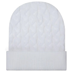 Otto 82-1 12’’ Cable Knit Beanie w/ Rib Knit Cuff - White - White / 6 1/2’’ - 7 5/8’’