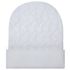 Otto 82-1 12’’ Cable Knit Beanie w/ Rib Knit Cuff - White - White / 6 1/2’’ - 7 5/8’’