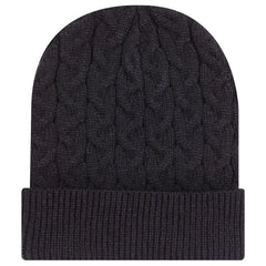 OTTO 82-1 12’’ Cable Knit Beanie with Rib Knit Cuff - Black - Black / 7 3/8’’ - 7 5/8’’