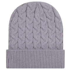 OTTO 82-1 12’’ Cable Knit Beanie with Rib Knit Cuff - Gray - Gray / 7 3/8’’ - 7 5/8’’