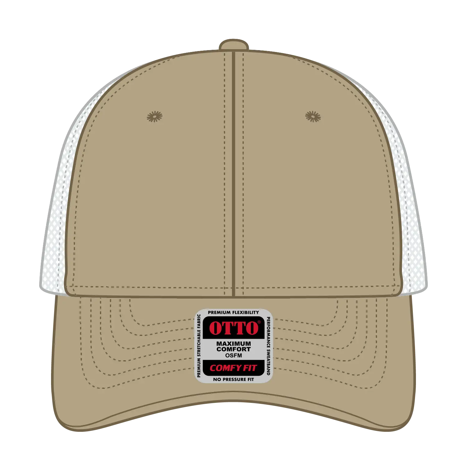 OTTO 83-1 ’OTTO Comfy Fit’ 6 Panel Low Profile Mesh Back Trucker Cap - Kha/Wht - Kha/Wht / 7 3/8’’ - 7 5/8’’