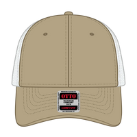 OTTO 83-1 ’OTTO Comfy Fit’ 6 Panel Low Profile Mesh Back Trucker Cap - Kha/Wht - Kha/Wht / 7 3/8’’ - 7 5/8’’