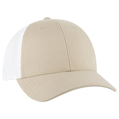 OTTO 83-1 ’OTTO Comfy Fit’ 6 Panel Low Profile Mesh Back Trucker Cap - Kha/Wht - Kha/Wht / 7 3/8’’ - 7 5/8’’