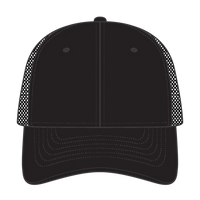 OTTO 83-1101 6 Panel Low Profile Mesh Back Trucker Cap - Black - Black / 6 1/2’’ - 7 5/8’’