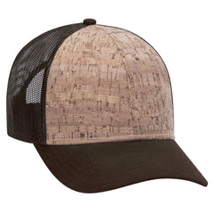 OTTO 83-1212 6 Panel Low Profile Mesh Back Trucker Cap - D.Brn/Cork/D.Brn - D.Brn/Cork/D.Brn / 6 1/2’’ - 7 5/8’’