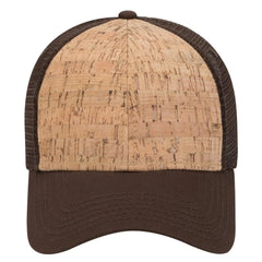 OTTO 83-1212 6 Panel Low Profile Mesh Back Trucker Cap - D.Brn/Cork/D.Brn - D.Brn/Cork/D.Brn / 6 1/2’’ - 7 5/8’’