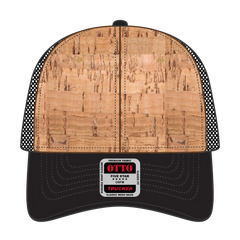 OTTO 83-1212 6 Panel Low Profile Mesh Back Trucker Cap - Blk/Cork/Blk - Blk/Cork/Blk / 6 1/2’’ - 7 5/8’’