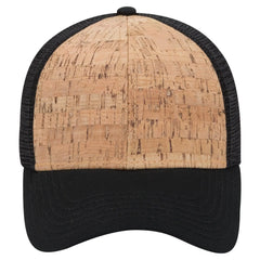 OTTO 83-1212 6 Panel Low Profile Mesh Back Trucker Cap - Blk/Cork/Blk - Blk/Cork/Blk / 6 1/2’’ - 7 5/8’’