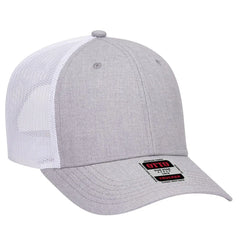 OTTO 83-1239 6 Panel Low Profile Mesh Back Trucker Cap - HeatherGray/HeatherGray/White - HeatherGray/HeatherGray/White