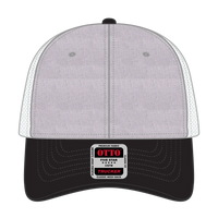 OTTO 83-1239 6 Panel Low Profile Mesh Back Trucker Cap - Black/HeatherGray/White - Black/HeatherGray/White / 6 1/2’’