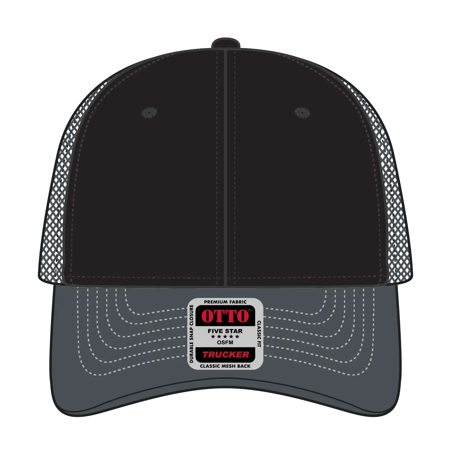 OTTO 83-1239 6 Panel Low Profile Mesh Back Trucker Cap - Ch.Gry/Blk/Ch.Gry - Ch.Gry/Blk/Ch.Gry / 6 1/2’’ - 7 5/8’’