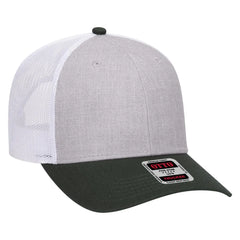 OTTO 83-1239 6 Panel Low Profile Mesh Back Trucker Cap - DarkGreen/HeatherGray/White - DarkGreen/HeatherGray/White / 6