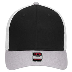 OTTO 83-1239 6 Panel Low Profile Mesh Back Trucker Cap - HeatherGray/Black/White - HeatherGray/Black/White / 6 1/2’’